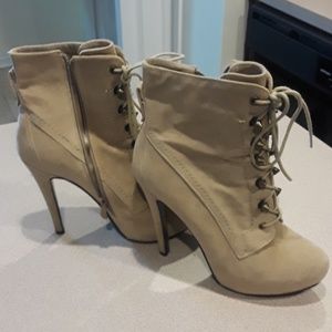 Beige suede ankle boots